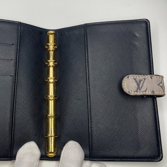 Louis Vuitton Vintage Mini Lin PM Passport Agenda Cover - Navy - Preowned - Picture 4 of 11